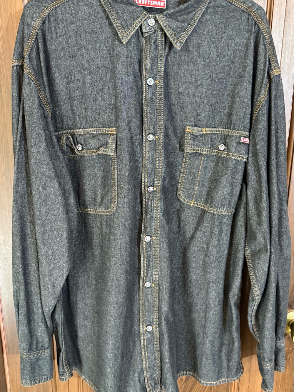 Craftsman Men's Black Denim Button-Down Shirt XL